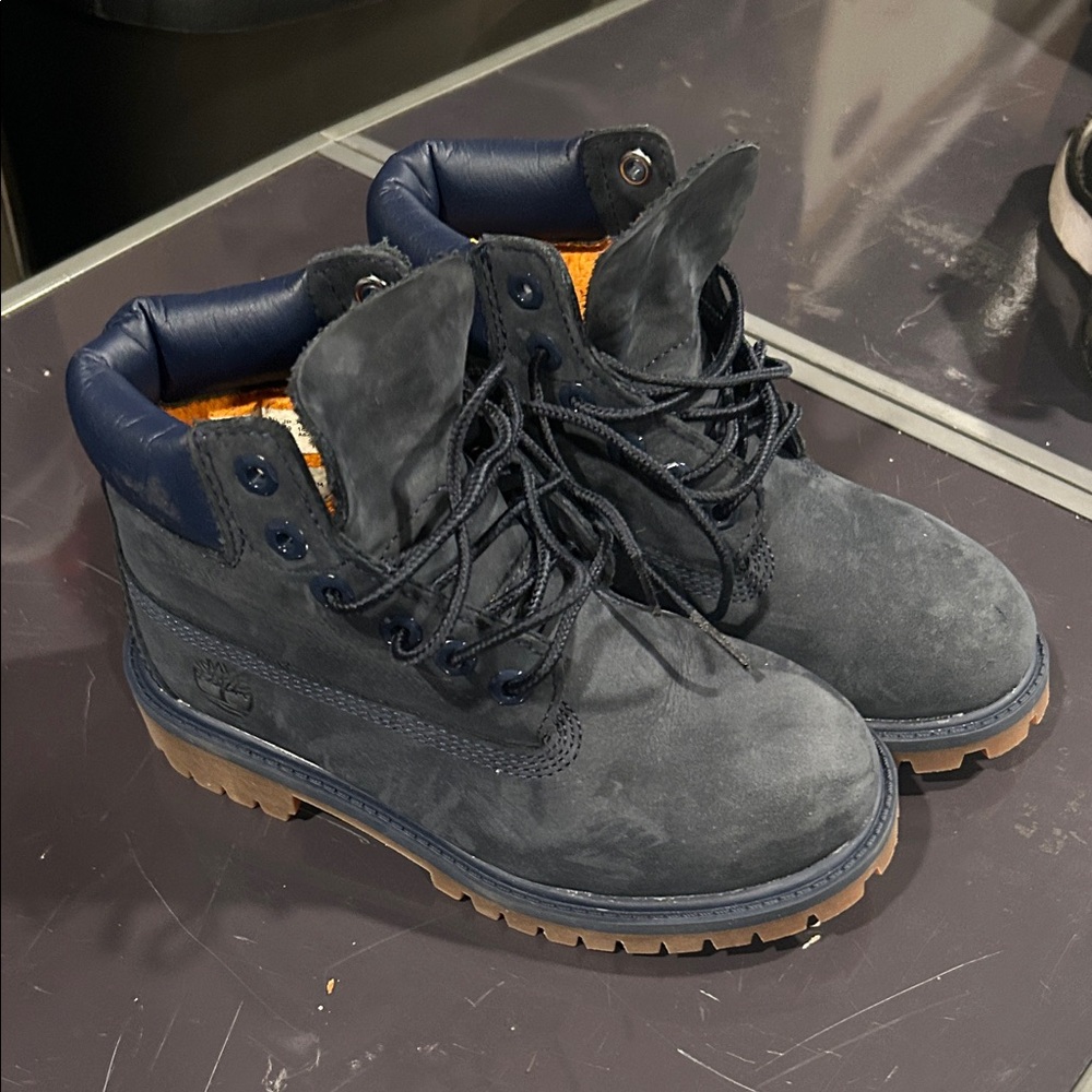 Timberland Kids Navy and Tan Boots